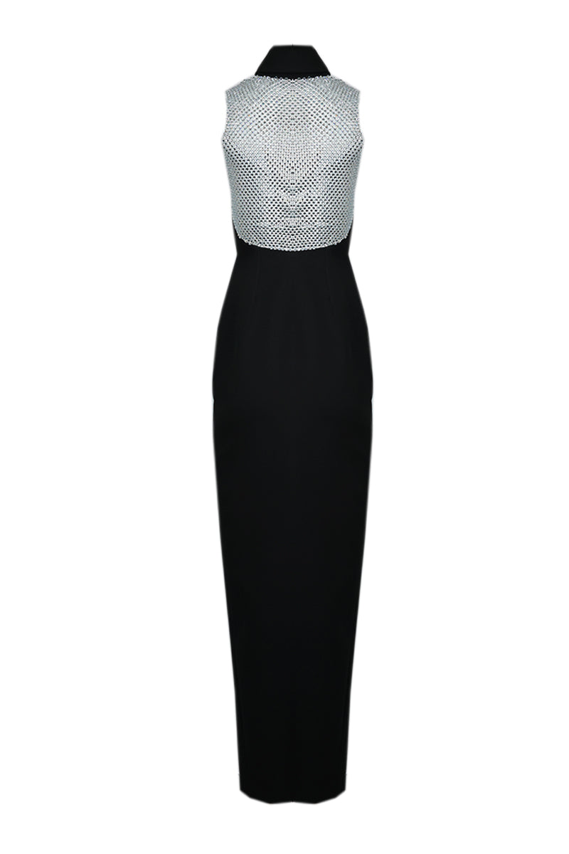 DAZZLING CRYSTAL-ADORNED BACK EVENING GOWN - CULT MIA
