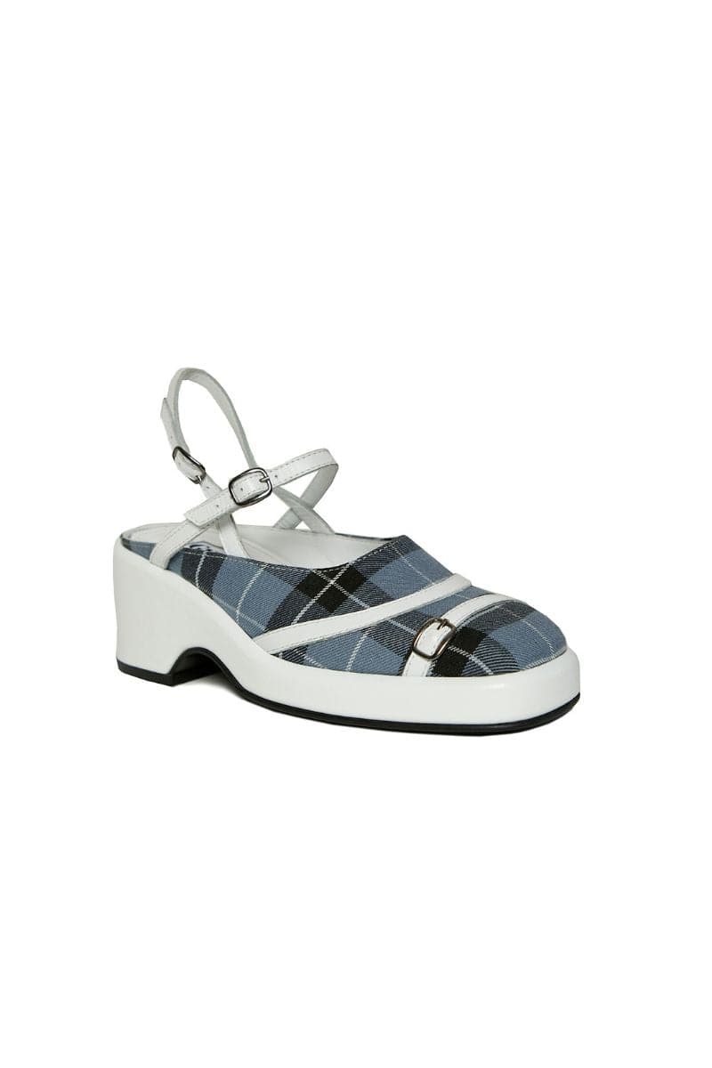 Baby blue combined Mary Jane heels by Gvasalia, featuring white and grey accents, size EU 36, with classic strap design.