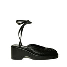 Black Gvasalia slingback heels with embedded gems, elegant open-back shoes for women, size EU 36.