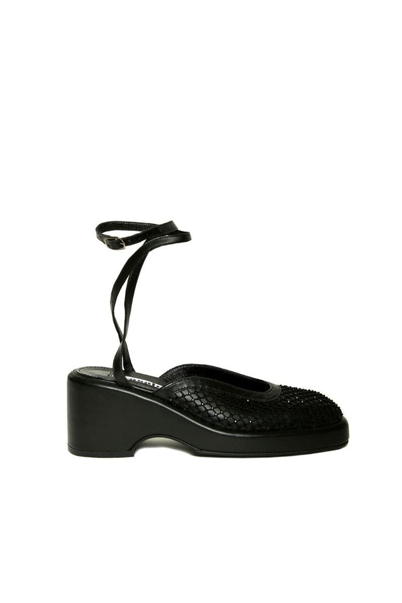 BLACK SLINGBACK WITH GEMS | Gvasalia | CULT MIA