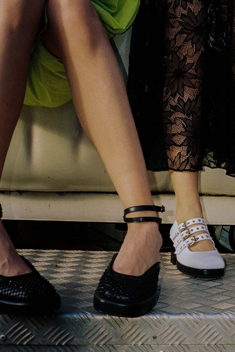 BLACK SLINGBACK WITH GEMS | Gvasalia | CULT MIA