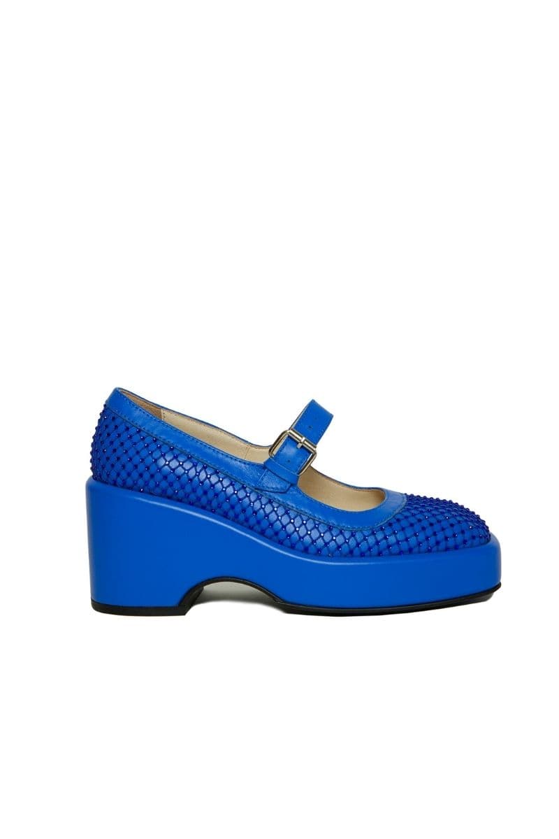 BLUE MARY JANE PLATFORM WITH GEMS | Gvasalia | CULT MIA