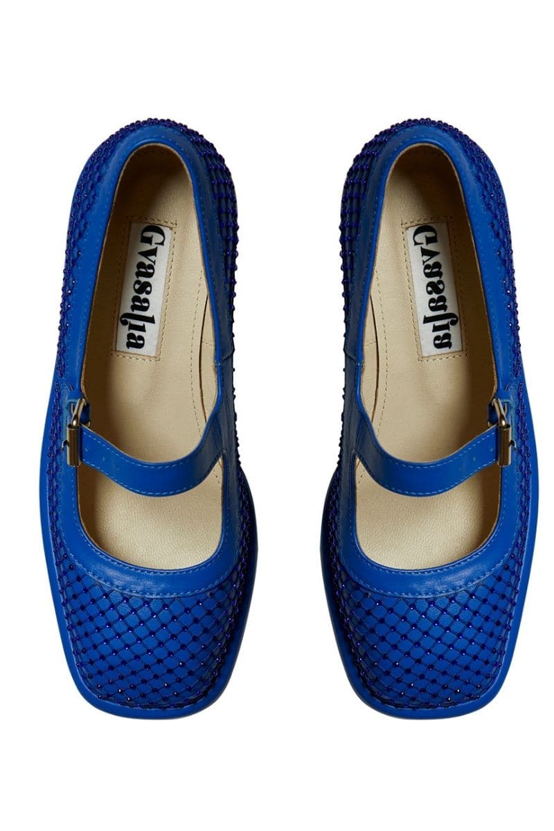BLUE MARY JANE PLATFORM WITH GEMS | Gvasalia | CULT MIA