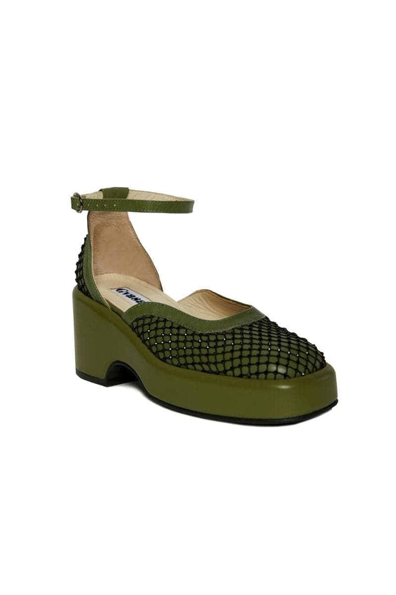 KHAKI MARY JANE PLATFORM WITH GEMS | Gvasalia | CULT MIA