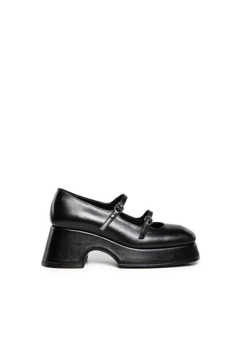 MARY JANE BLACK LEATHER PLATFORM SHOES | Gvasalia | CULT MIA