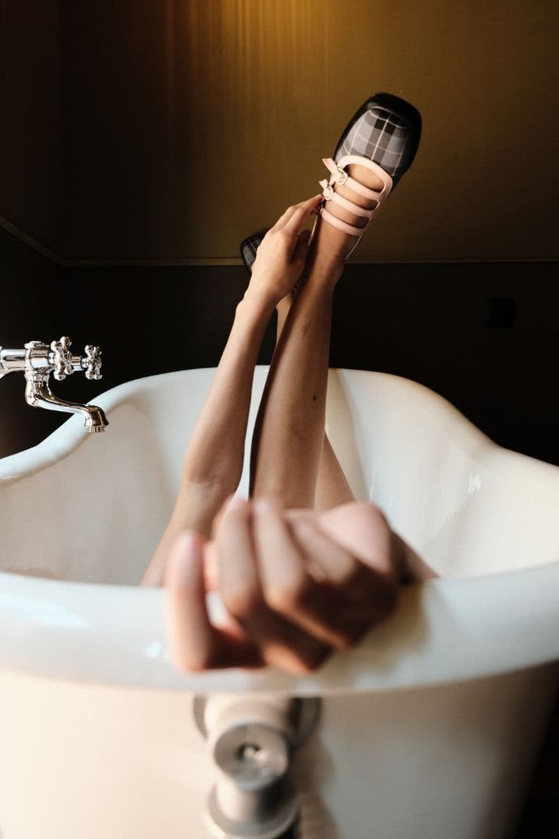 Gvasalia Peachy Combined Mary Jane heels in light blue, peach, and black with strap details, size EU 36.