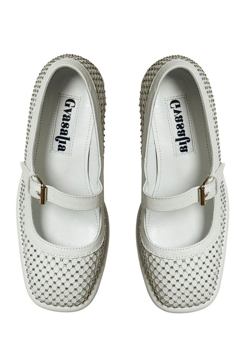 WHITE MARY JANE PLATFORM WITH GEMS | Gvasalia | CULT MIA