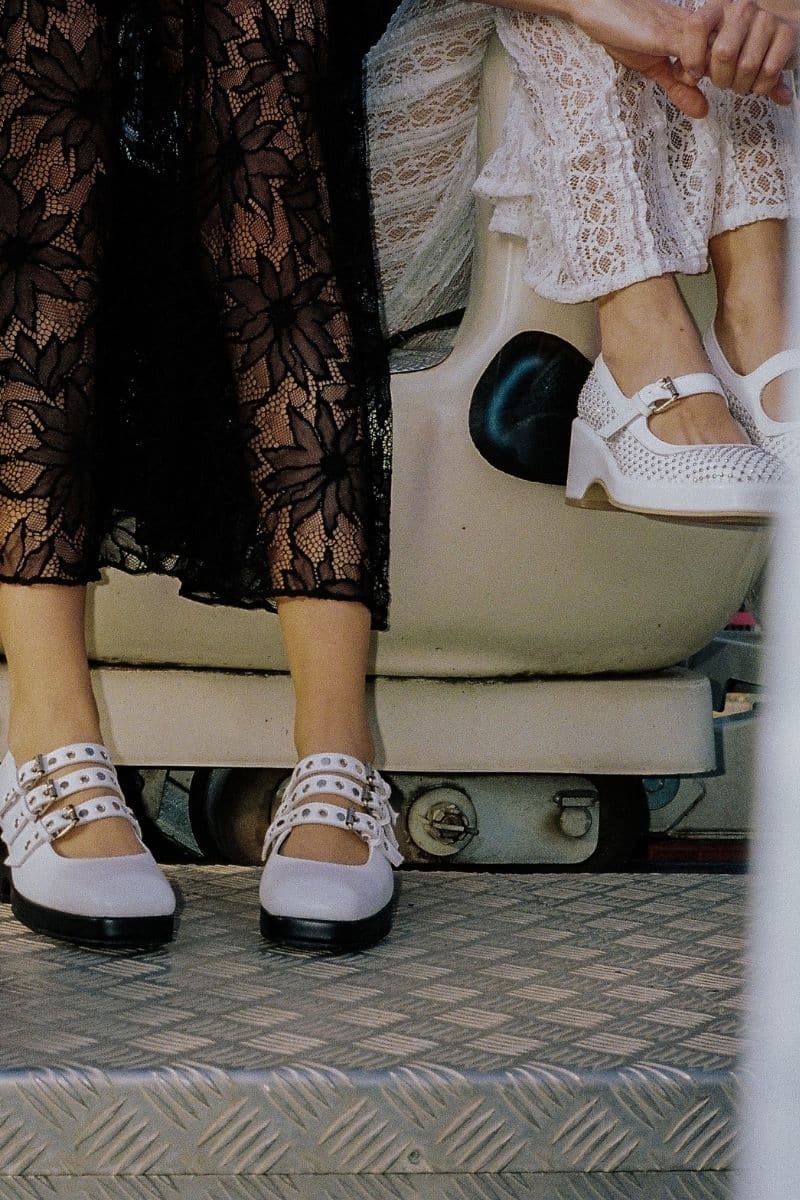 WHITE MARY JANE PLATFORM WITH GEMS | Gvasalia | CULT MIA