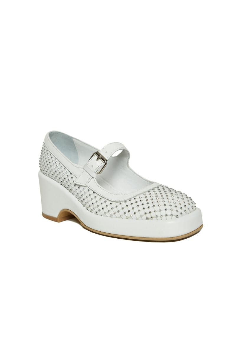 WHITE MARY JANE PLATFORM WITH GEMS | Gvasalia | CULT MIA