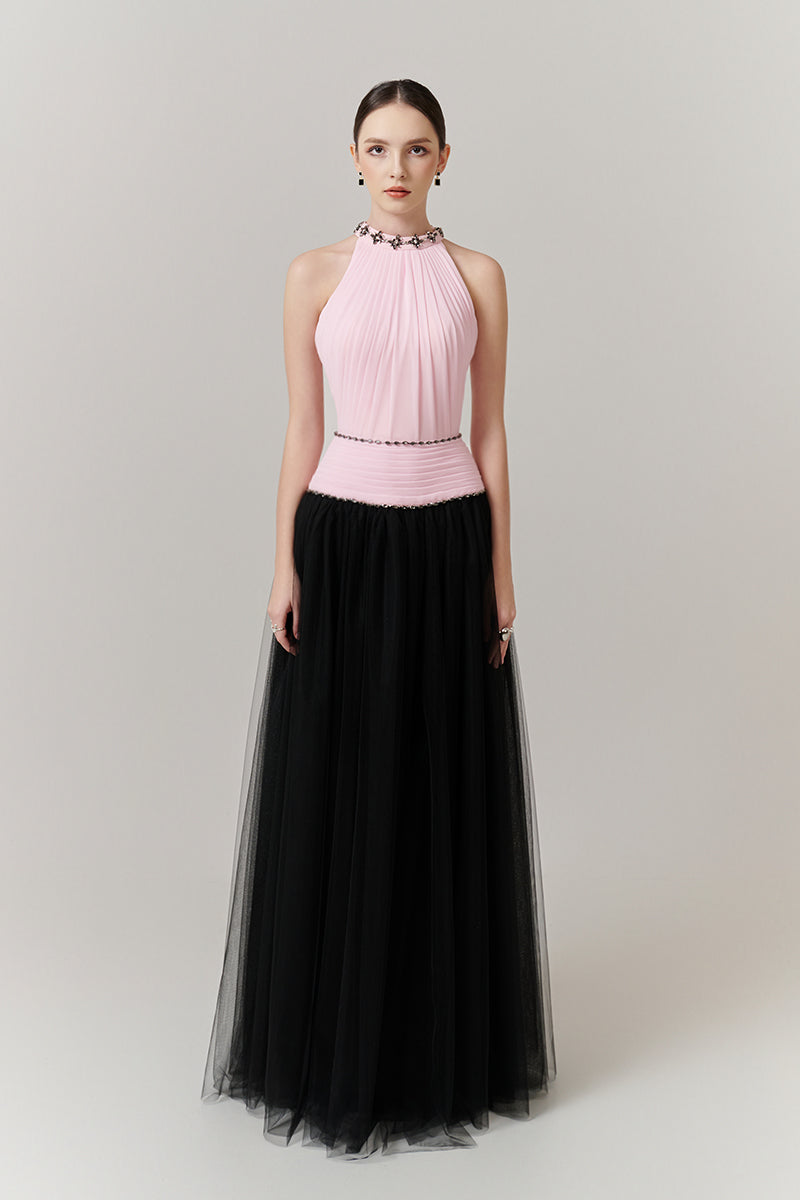 HALTER NECK A-LINE MAXI DRESS - CULT MIA