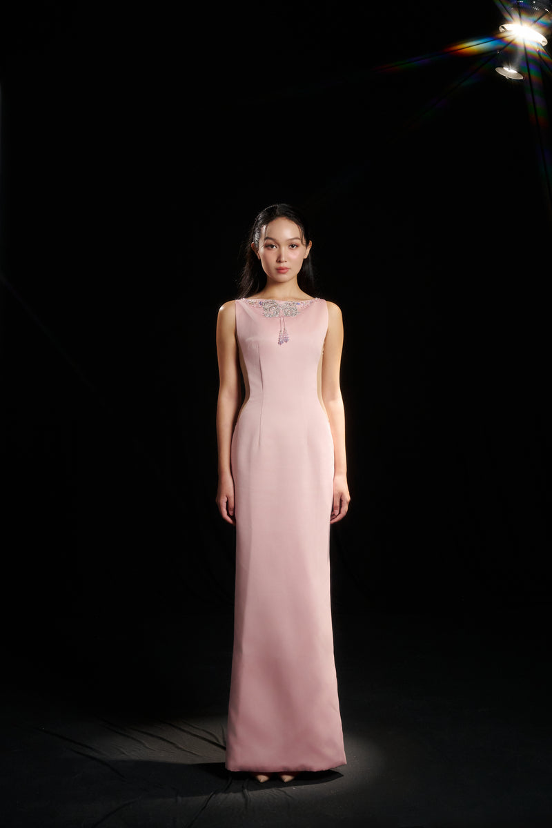 blush pink dress bodycon Vacation Dresses Blush Pink Deep V Cutout Back Ruched Bodycon Maxi Dress Evening Cocktail Gown