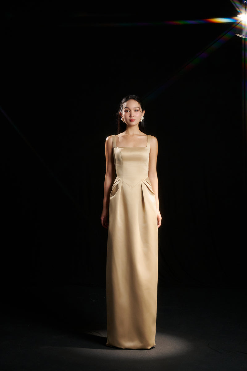 AMELIA STRAP DRESS IN LIGHT YELLOW - CULT MIA