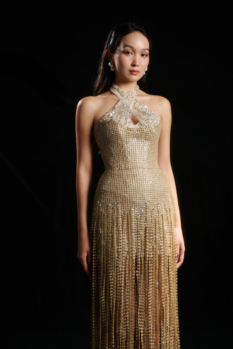 AMY SPARKLE SEQUIN DRESS IN GOLD - CULT MIA