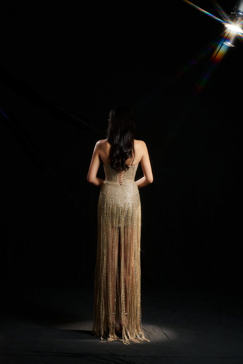 AMY SPARKLE SEQUIN DRESS IN GOLD - CULT MIA