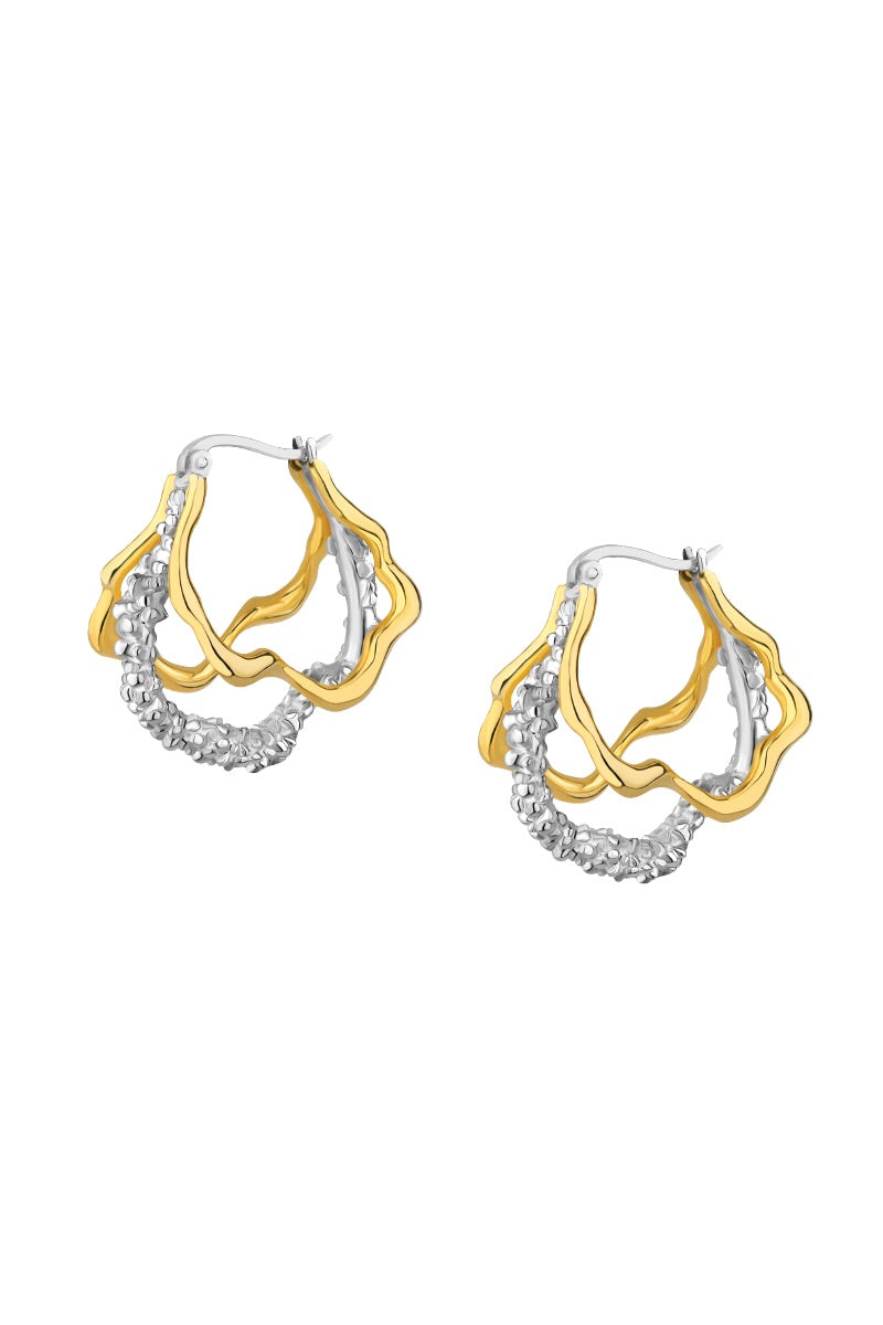 Jude Benhalim Harmonia Hoops Mix earrings featuring a stylish array of hoop designs on a neutral background.