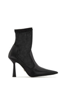 Black ANNA heeled boots by House of Atana, stylish ankle-length boots with pointed toes and block heels, size EU 35.