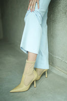 House of Atana ANNA wheat heeled boots, stylish leather ankle boots with chunky heels, size EU 35, in a warm wheat color.
