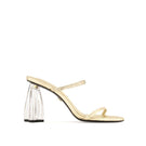 House of Atana Fiorellini gold glass mules sandals with crushed gold glass design, EU size 35, stylish and elegant footwear