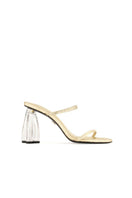 House of Atana Fiorellini gold glass mules sandals with crushed gold glass design, EU size 35, stylish and elegant footwear