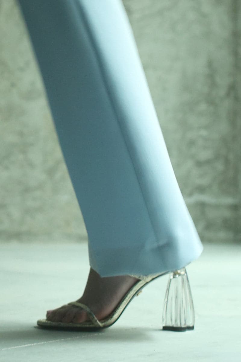 House of Atana Fiorellini gold glass mules, stylish sandals with crushed gold glass design, EU size 35, open toe and slip-on style.