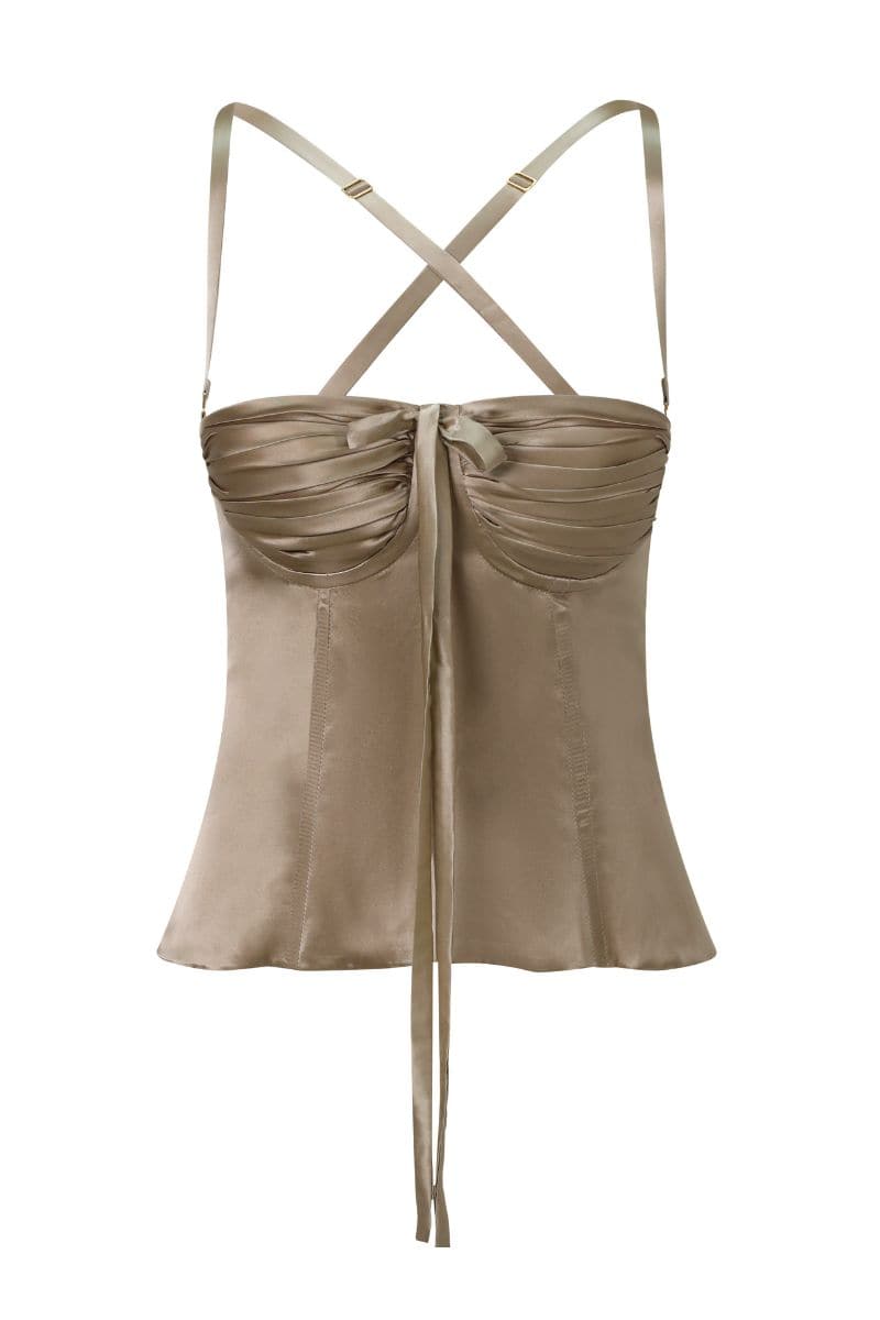 CHINCHILLA SILK AMIRA BUSTIER TOP | Idáh | CULT MIA