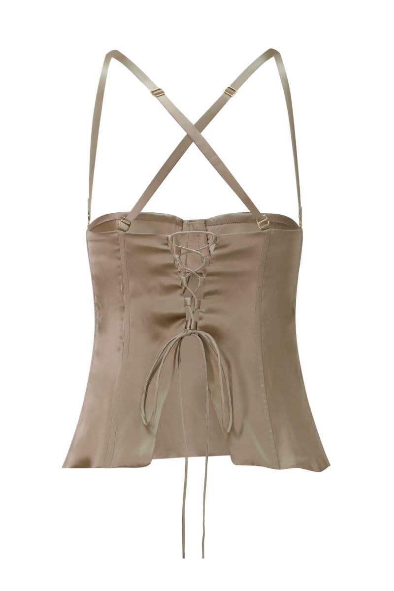 CHINCHILLA SILK AMIRA BUSTIER TOP | Idáh | CULT MIA
