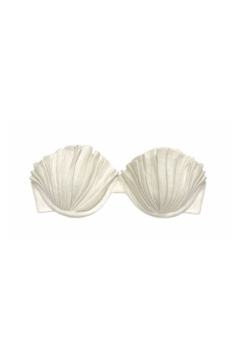 LINEN IVORY WHITE SHELL BRA TOP | Idáh | CULT MIA