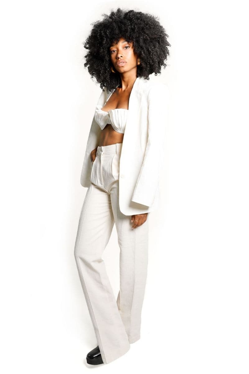 LINEN IVORY WHITE SHELL BRA TOP | Idáh | CULT MIA