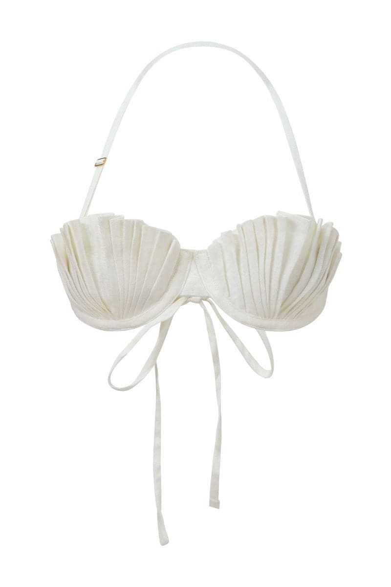 LINEN IVORY WHITE SHELL BRA TOP | Idáh | CULT MIA