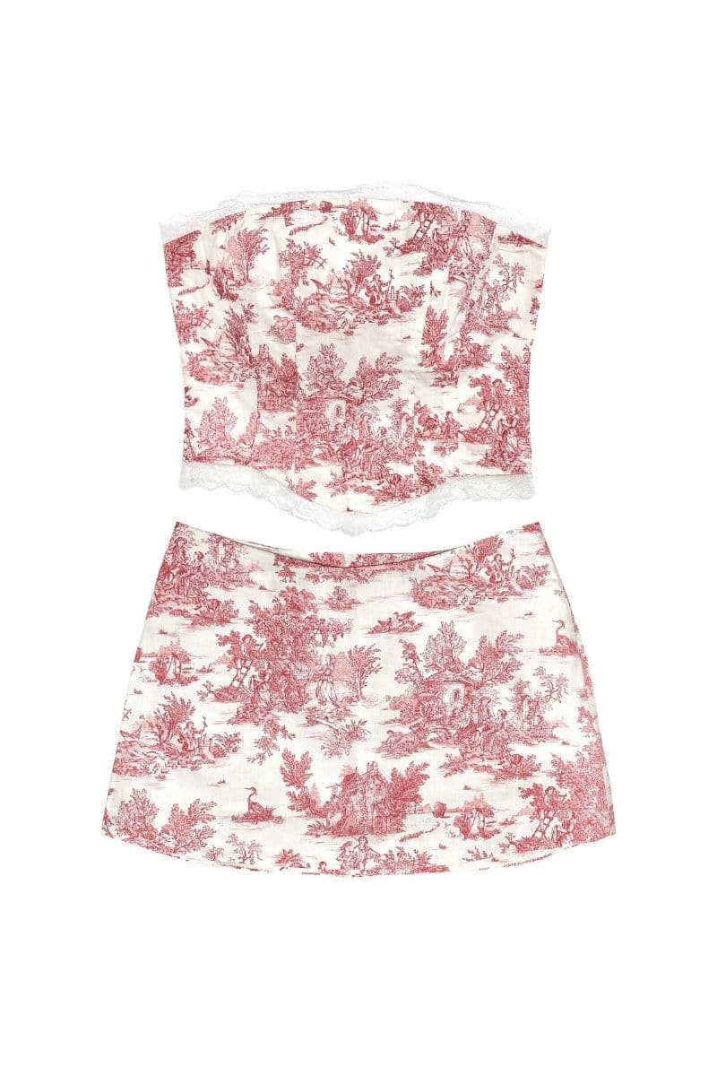 RED TOILE AURORA CORSET AND SKIRT SET | Idáh | CULT MIA