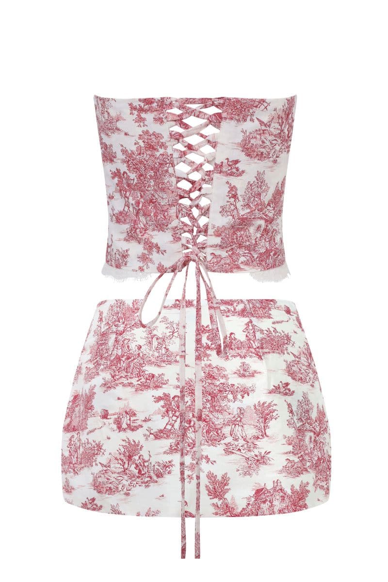 RED TOILE AURORA CORSET AND SKIRT SET | Idáh | CULT MIA