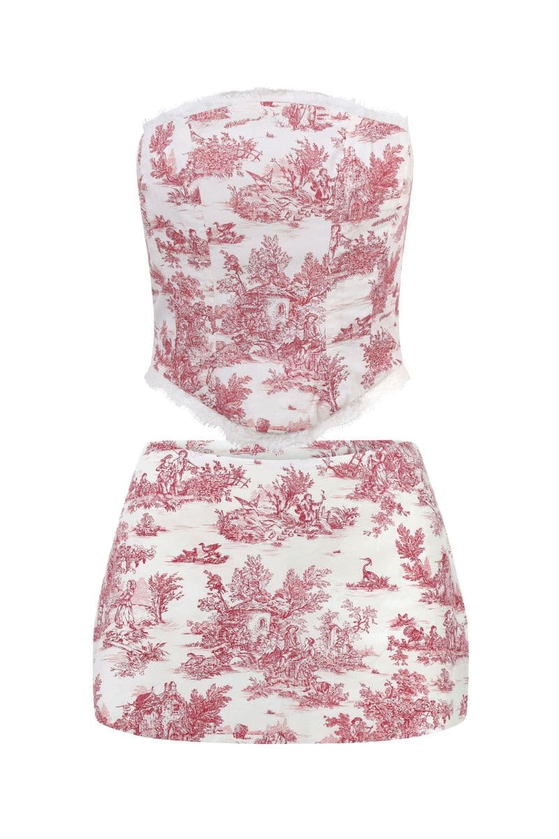 RED TOILE AURORA CORSET AND SKIRT SET | Idáh | CULT MIA