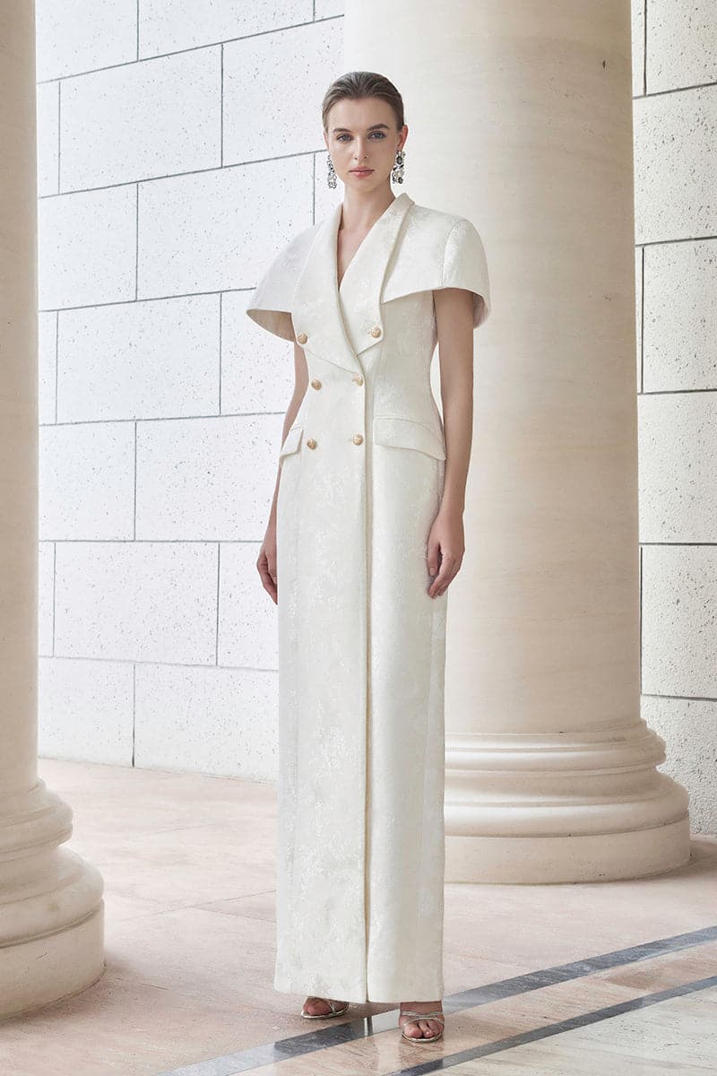 LONG DRESS-COAT WITH MINI CAPE | CULT MIA LONG DRESS-COAT WITH MINI CAPE | CULT MIA