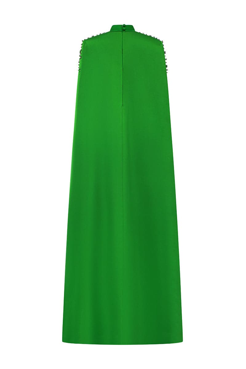 LONG PLEATED TRAPEZE DRESS WITH SHOULDER CAPE | IHF | CULT MIA