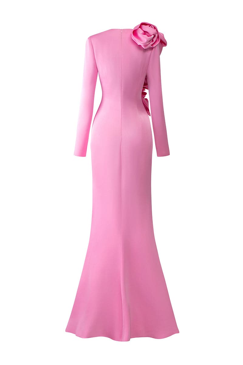 LONG SLEEVES DRESS WITH DRAPED ROSES DETAIL | IHF | CULT MIA