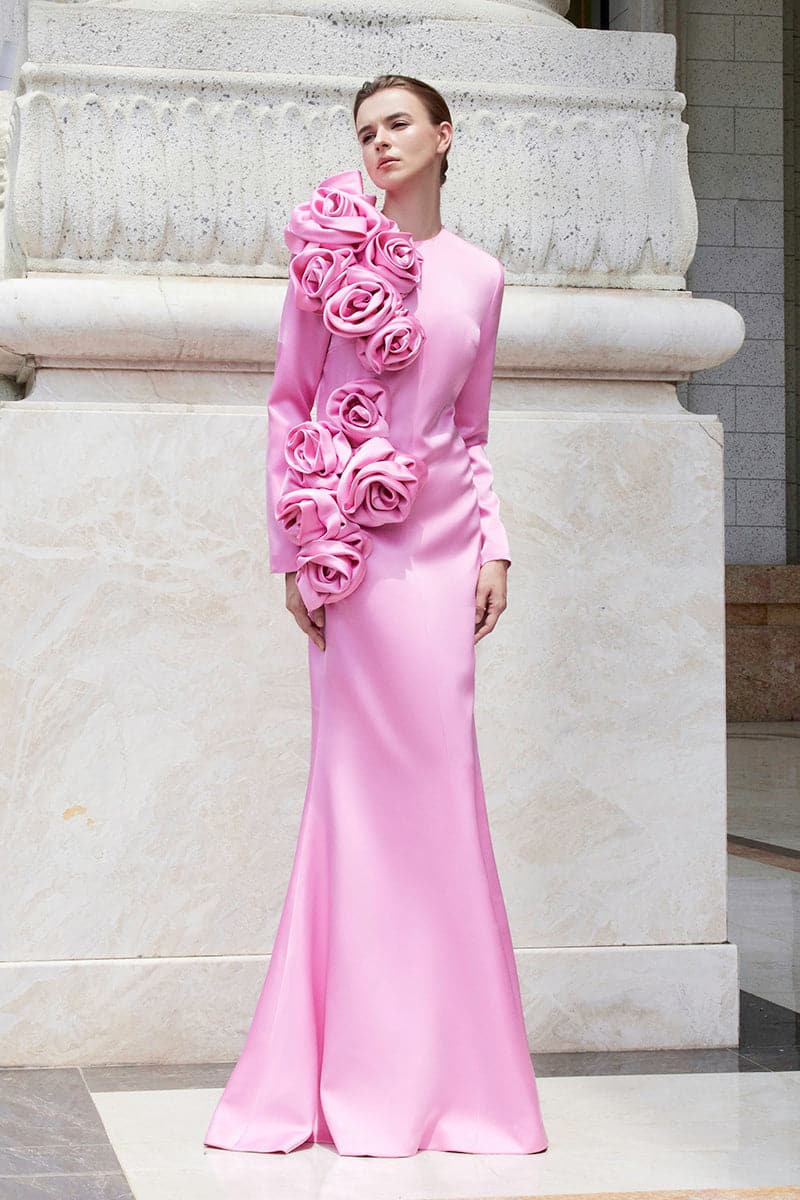 LONG SLEEVES DRESS WITH DRAPED ROSES DETAIL | CULT MIA | I.H.F LONG SLEEVES DRESS WITH DRAPED ROSES DETAIL | CULT MIA | I.H.F