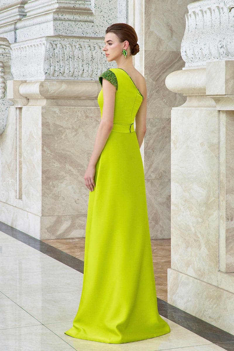 ONE-SHOULDER DRESS WITH ASYMMETRICAL BURST PLEATS | IHF | CULT MIA