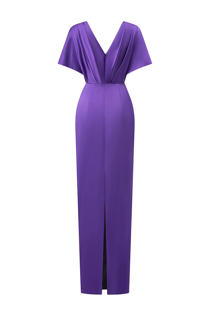 V-NECK GOWN WITH DRAPED WAIST DETAIL | IHF | CULT MIA