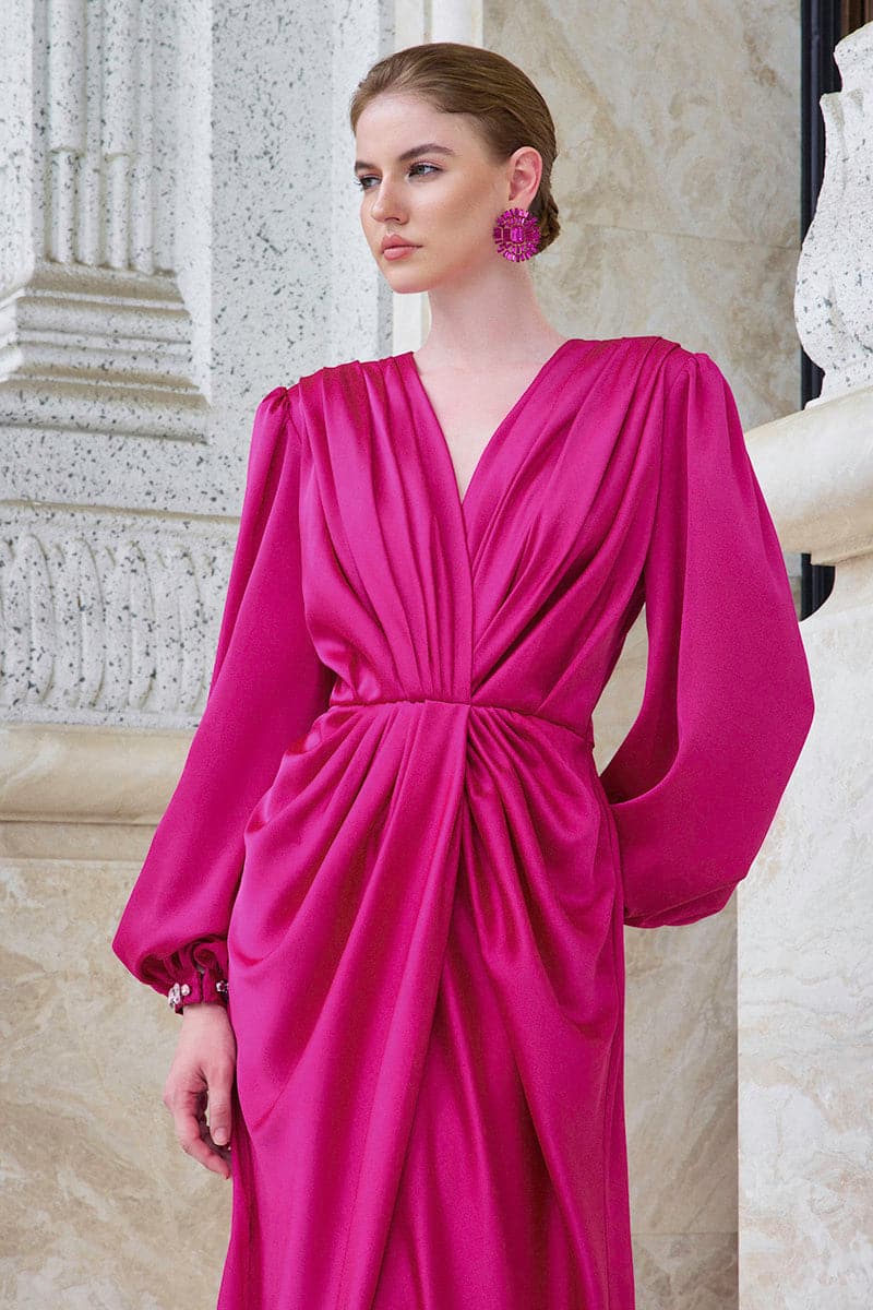 WRAPPED DRESS WITH WAIST DRAPED DETAIL | IHF | CULT MIA