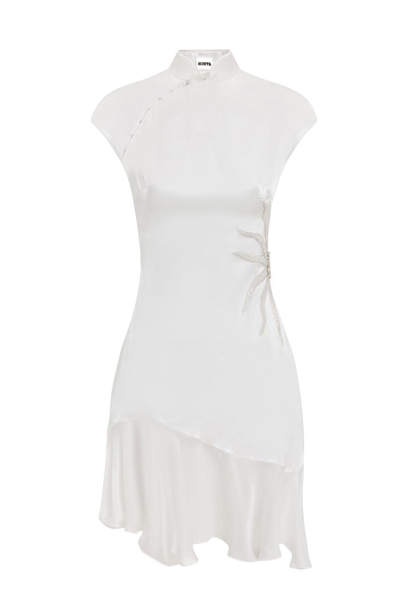 MS. GODET ASYMMETRIC WHITE MINI DRESS | CULT MIA | Stolen Stores MS. GODET ASYMMETRIC WHITE MINI DRESS | CULT MIA | Stolen Stores