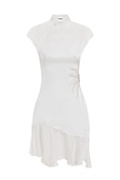 White mini sundress by IKINITA, featuring a stylish, lightweight design perfect for warm weather and casual summer outings.
