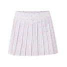 Pink polka dot mini skirt from IKINITA featuring a playful candy-inspired design on a white background.
