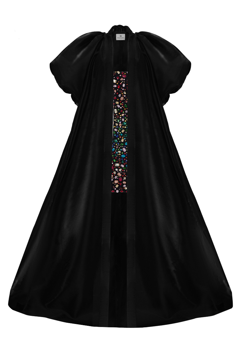 SPARKLE BANDEAU MINI DRESS WITH BLACK CAPE - CULT MIA