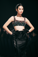 HACCHIC COUTURE Queen rhinestone co-ords top and skirt set, featuring sparkling rhinestones on a stylish matching two-piece ensemble.