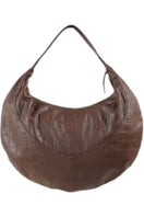Brown croc-embossed Evan leather shoulder bag by Double A, featuring a sleek design and adjustable strap.