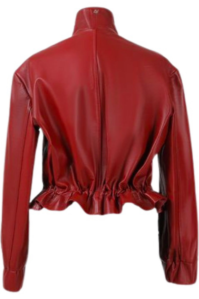 BENNETT LEATHER JACKET IN RED - CULT MIA