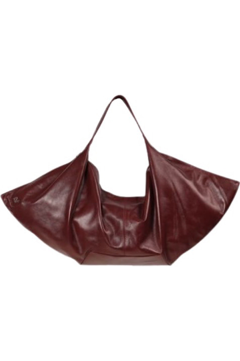 OPHELIA OVERSIZED LEATHER BAG IN BURGUNDY - CULT MIA