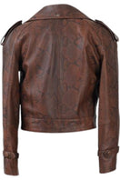 Double A Audax leather jacket with snake print, featuring stylish design and textured leather in a sleek, modern style.