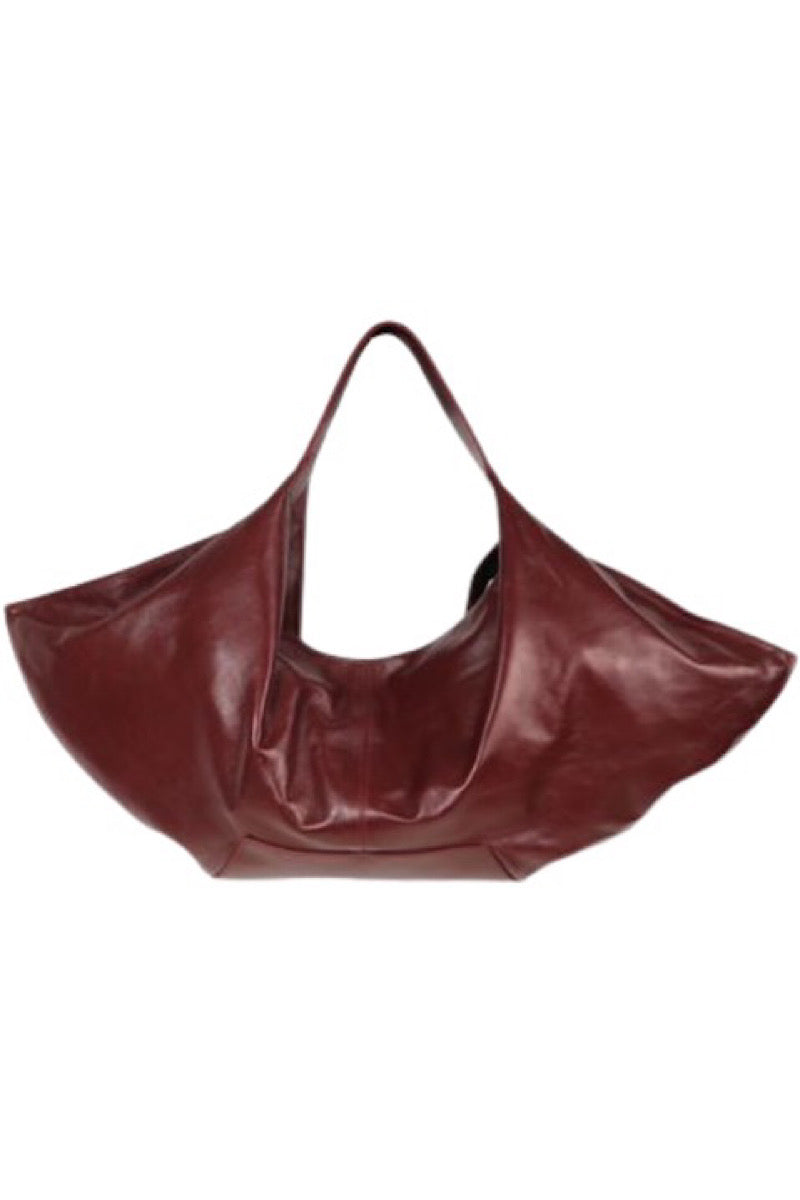 OPHELIA OVERSIZED LEATHER BAG IN BURGUNDY - CULT MIA