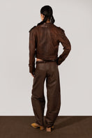 Double A Audax leather jacket with snake print, featuring a stylish design and textured leather material.